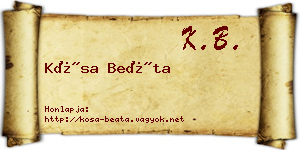 Kósa Beáta névjegykártya